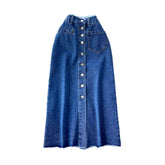 Falda vaquera abotonada con cinturilla deshilachada